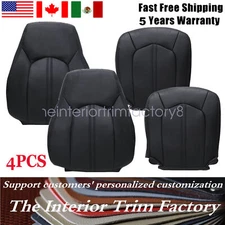 Driver &Passenger Bottom+Top Seat Cover Leather Black For 2008-2013 Cadillac CTS