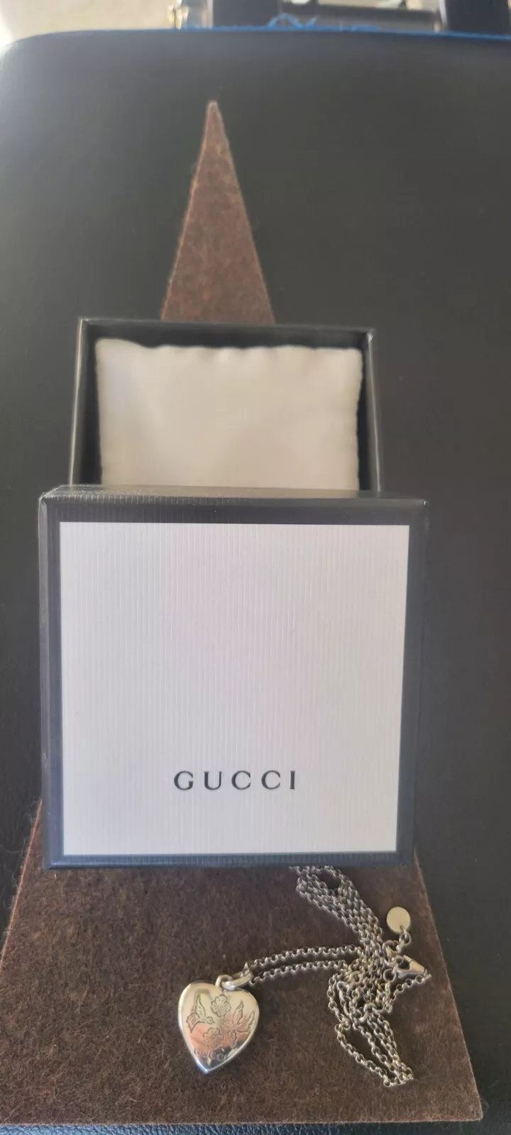 Collier chaîne pendentif cœur aveugle pour amour GUCCI AG925—17” NEUF SANS ÉTIQUETTE PRIX DE DÉTAIL SUGGÉRÉ PAR LE FABRICANT