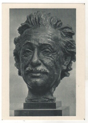 1960 Sculpture of Doctor Albert Einstein ART Joe Davidson ART OLD postcard
