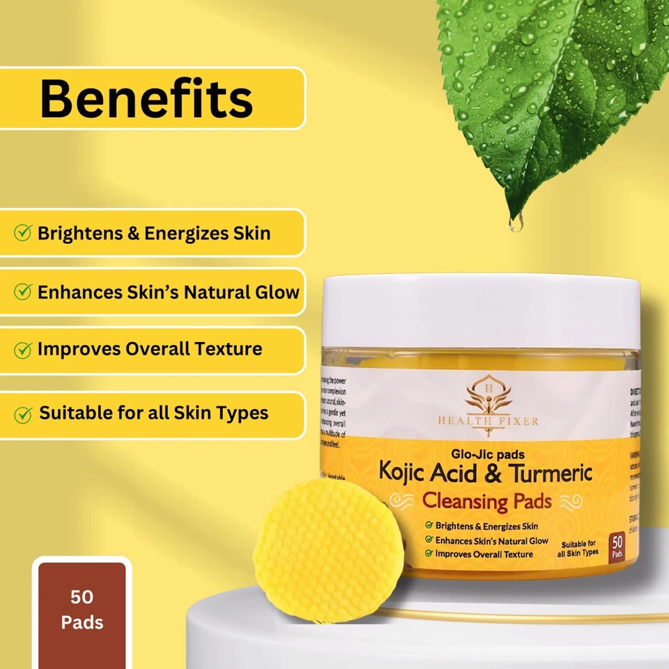 Almohadillas faciales de cúrcuma de ácido kójico | Vitamina C B5 | 50 almohadillas Foto 3 de 4