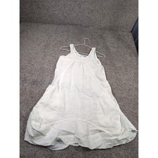 Hard Tail Forever Linen Sundress Midi White Dress Cream Size S Made in USA