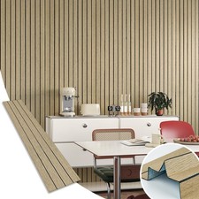 3D Brown Wood Slat Wall Panel Acoustic Shiplap Wood Contact Paper Vertical St...