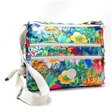 Autentica borsa a tracolla Kipling in nylon 3 tasche verde x multicolore