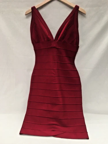 Herve Leger burgundy bandage mini dress size large BNWT bodycon pencil dress