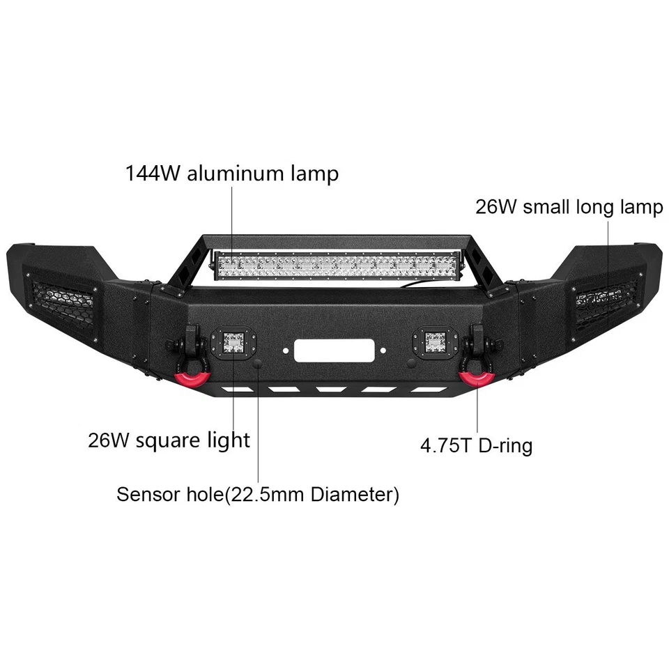 VIJAY Front Bumper for 2011-2016 Ford F250-F550 Super Duty/ Winch Plate &Lights Foto 3 de 4