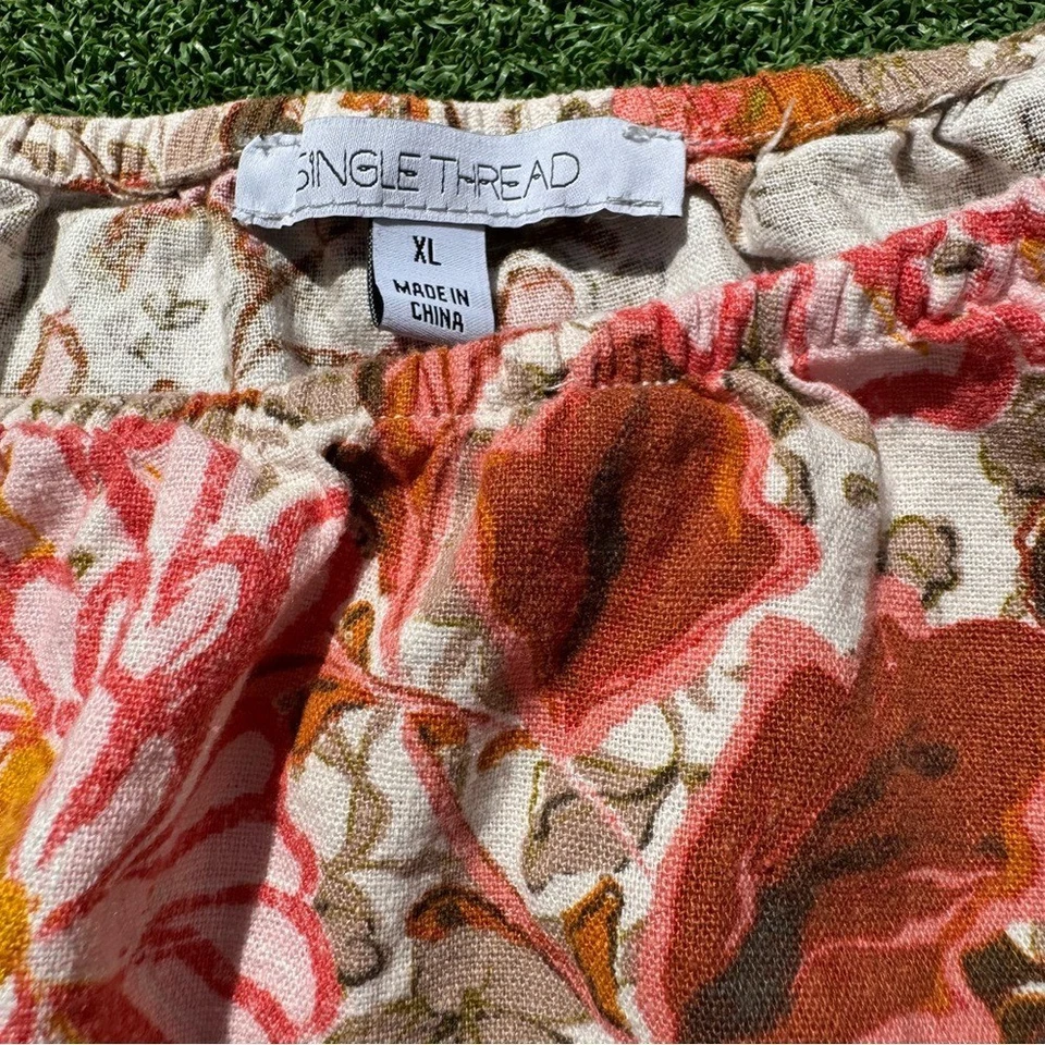 Single Thread Linen blend floral top, EUC - Image 2 of 4