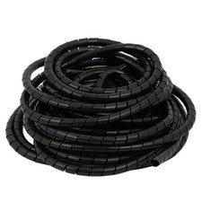 Flexible Spiral Tube Cable Wire Wrap Black Manage Cord 6mm Dia x 5 Meter Long