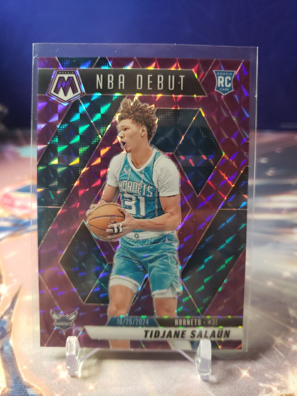 2024 Mosaic Tidjane Salaun #268 Purple Mosaic /99 Charlotte Hornets