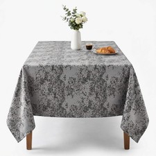 Silver Jacquard Wedding Tablecloth Portland Polyester Dining Cover