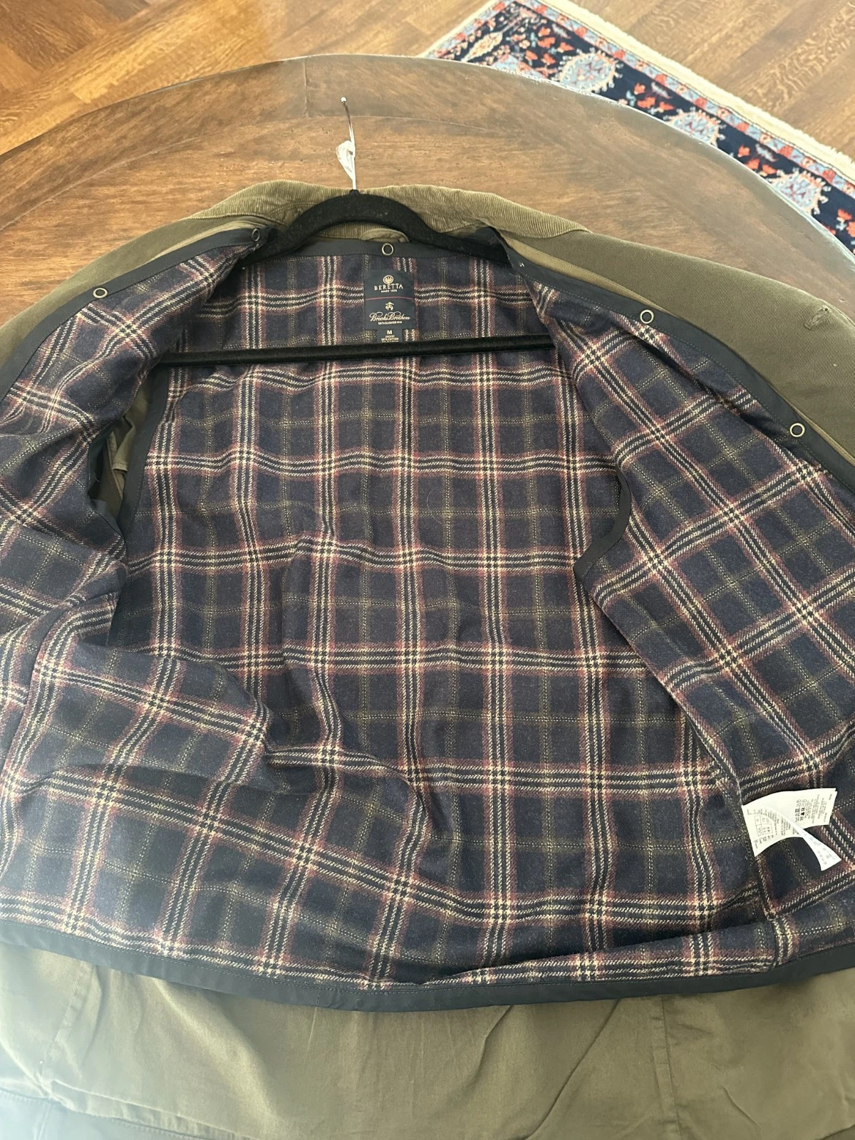 Beretta-Brooks Brothers Men M Green Plaid Wool Liner Field Coat Hunt Jacket DS29 - product detail image 4