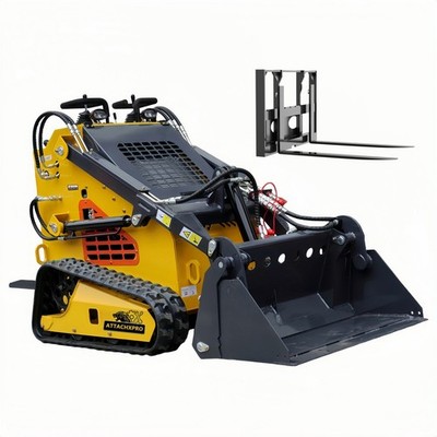 24HP Mini Skid Steer Loader 4in1 Bucket 3-Stage Pump Hydraulic System W/Forklift