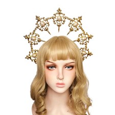 Halos Crowns Goddess Gold Tiara Headband Costume Gothic Hair Accessory