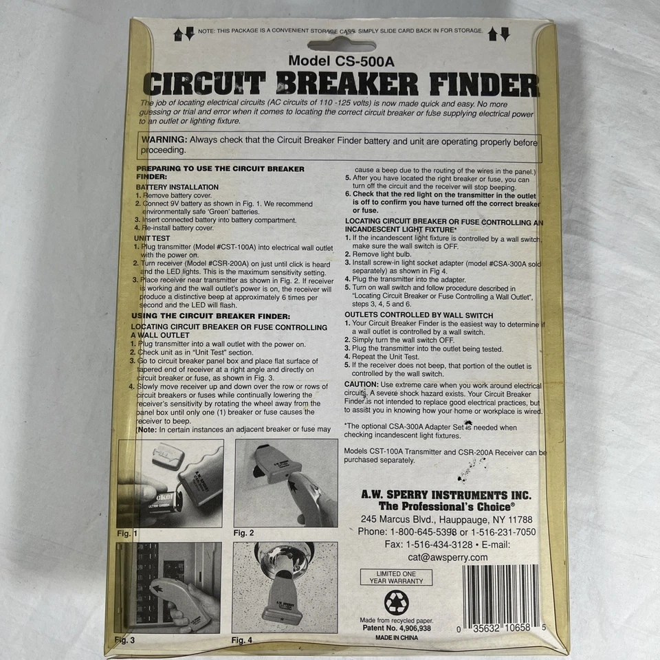 (NEW) Circuit Breaker Finder / Locator A W. Sperry Model CS-500A - NOS - Image 2 of 2