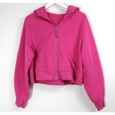 Lululemon Scuba Full Zip Hoodie Pink Cropped Oversized Sweatshirt M/L LW3EOZS