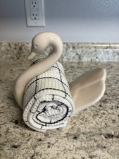 Vintage Ceramic Pale Pink Swan Towel Holder Bath Decor