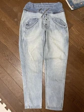 USED KAPITAL NOUVELLE PANTS, SAROUEL DENIM, SIZE 0, SMALL, HIGH WAIST ACCEPTAB