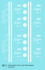 K4 HO Scale Decals Minneapolis and St Louis Three Bay Hopper MSTL