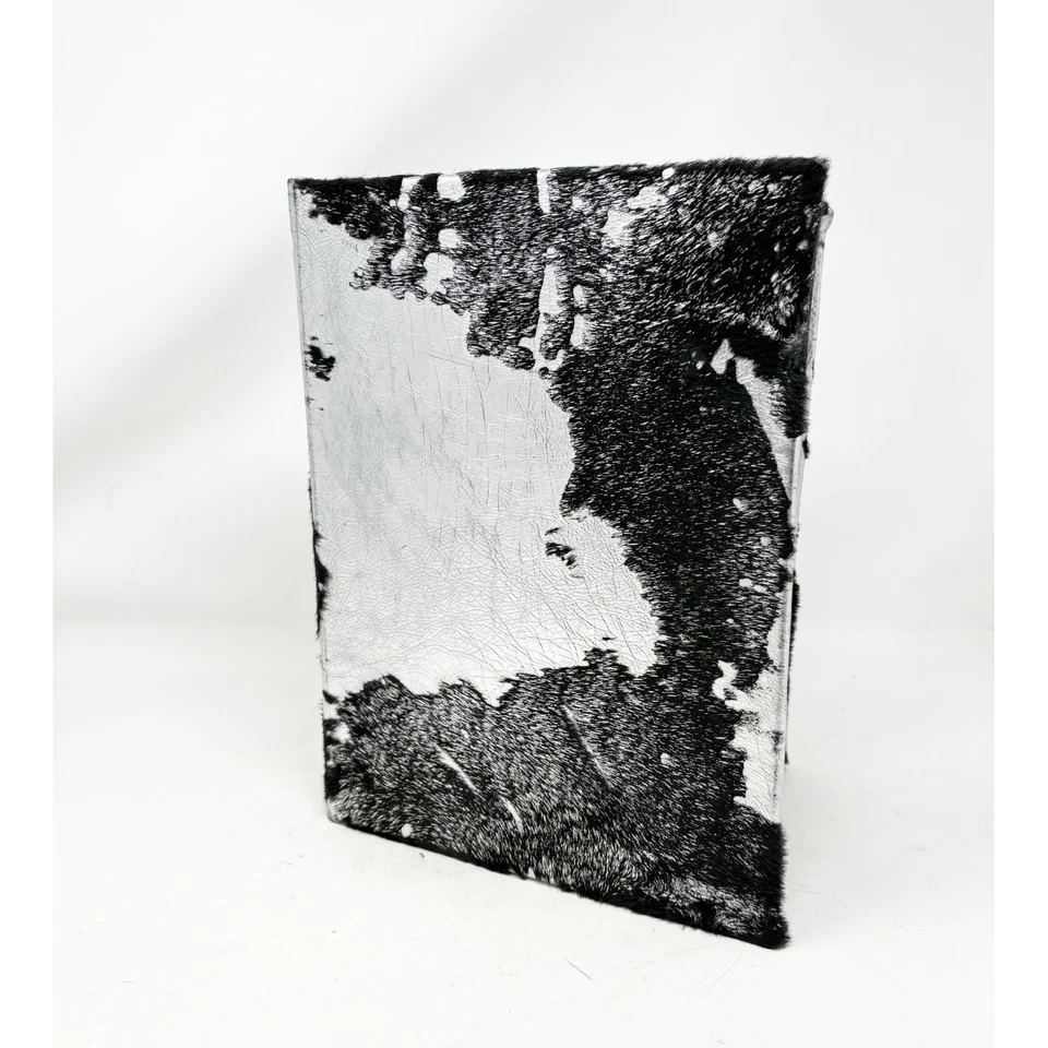 Silver Metallic Cowhide Pony Hair Notebook Western Glam Binder Sleeve 11.5 in - Image 2 of 4
