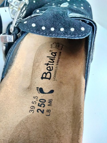 New Birkenstock Betula Rocko Suede Black/Blue Leather Buckle Clogs L8 2 Pair - Imagen 18 de 20