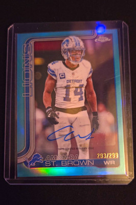 Topps 2025 Chrome Amon-Ra St. Brown Autographs Teal Refractor Auto 293/299