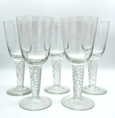 Vintage 1950s Danish Handblown Amager Twist Goblets 22cm Kastrup Holmegaard