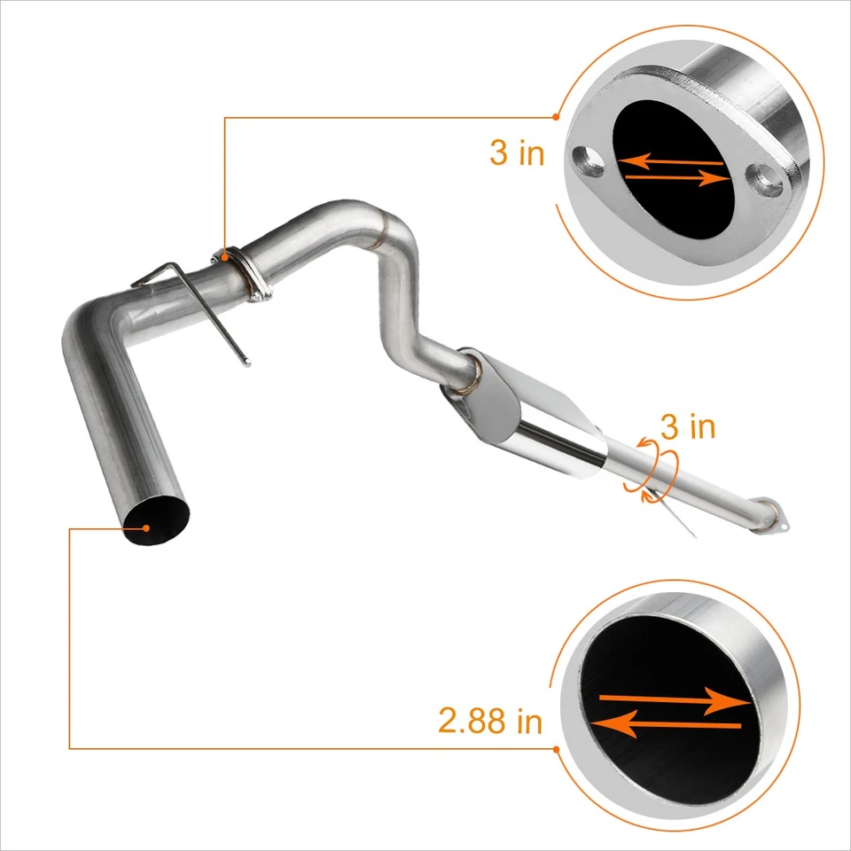 For 00-06 Suburban/Yukon XL 1500 V8 3" Outlet Aluminized Catback Muffler Exhaust - Image 3 of 4