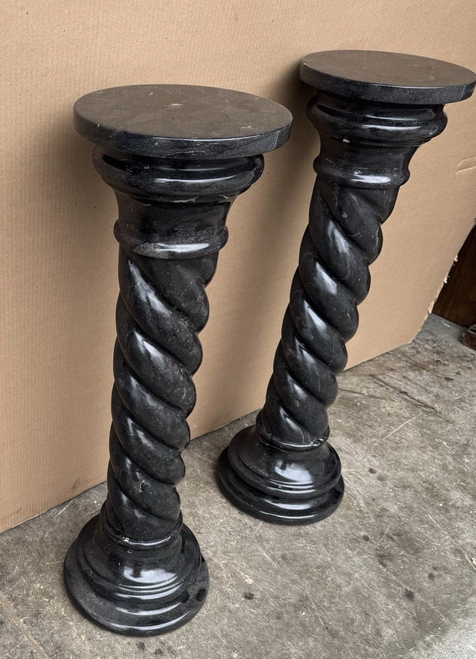 PAIR OF BLACK MARBLE PEDESTALS - Image 4 of 4