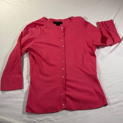 Express Cotton Cashmere Blend Cardigan Sweater Medium Pink Knit Button Front