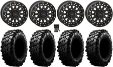 System 3 SB-6 15" Wheels Black (4+3) 33" Carnivore Tires Commander Maverick