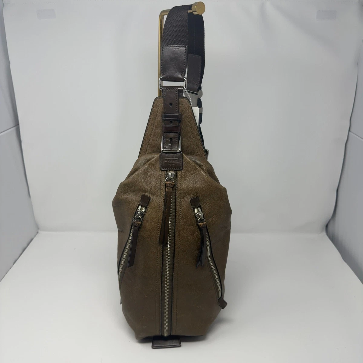 COACH Unisex Thompson Brown Grained Leather Sling Bag Unisex 70360