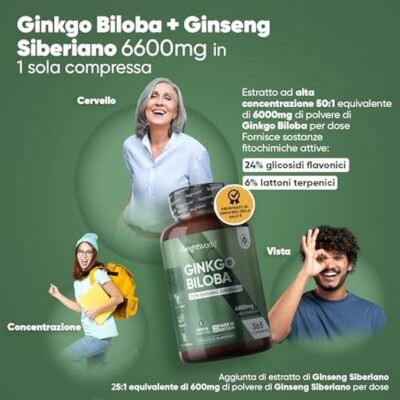 Ginkgo Biloba 5000mg Bcuelov – 30/60/120 Capsule, Non OGM, Senza Glutine, Per Memoria E Cervello - Foto 2