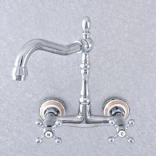 Silver Polished Chrome Kitchen Faucet Bathroom Sink Mixer Tap Wall Mount ssf782