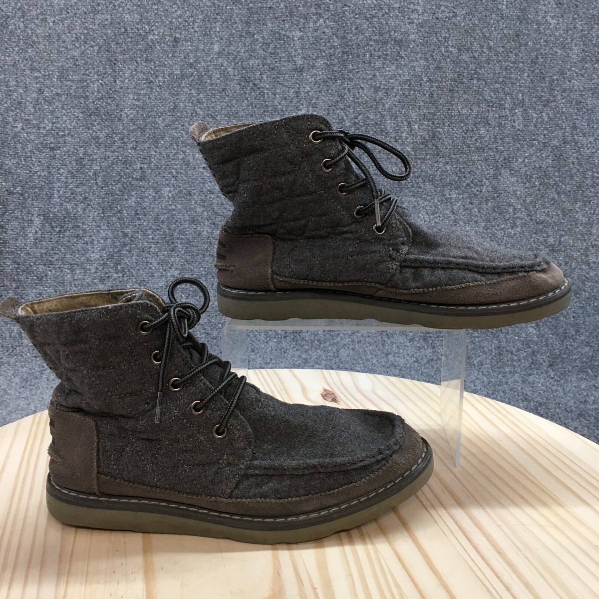 Toms Chukka Boots Womens Gray Cordova Quilted Lace Up Casual Comfort 140815