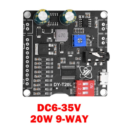 20W 9-way MP3 Player Voice Playback Module DC6-35V D-class Custom Audio Board US