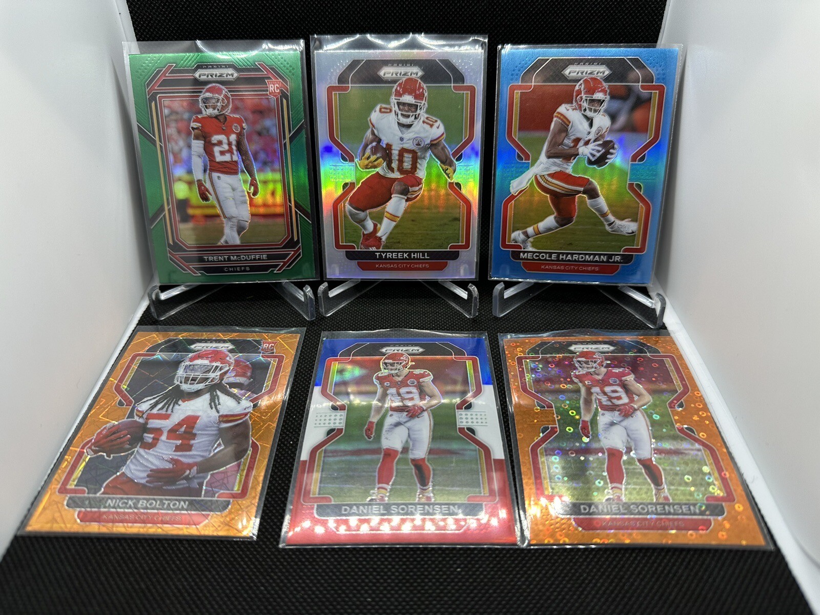 Chiefs Prizm LOT Hill Silver, McDuffie Green Prizm, & Hardman Light Blue Prizm