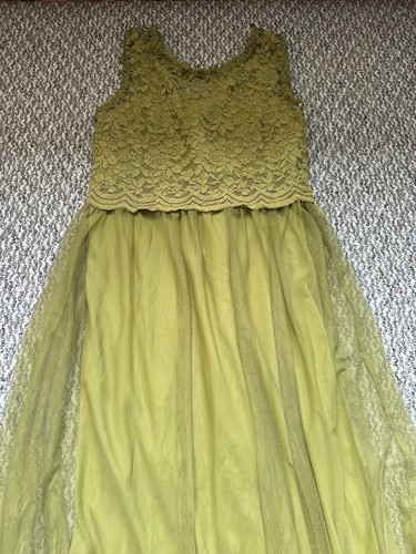 Womens Vila Maxi Dress Size 12, Green Sleeveless Lace & Tulle Size 40 Long (67) - Picture 2 of 7
