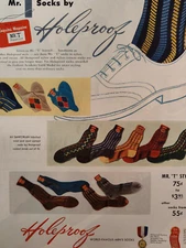 1950 Original Esquire Art Ad Advertisements Holeproof Socks Bostonians Shoes