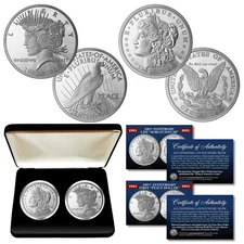 100th Anniversary MORGAN & PEACE DOLLAR 1 OZ Silver Nickel Tribute Set with BOX