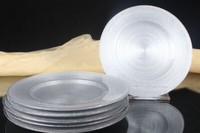 6X Kuchenteller Kuchen Teller Dessertteller Glas Silber Servierplatte Ca.Ø=21 Cm