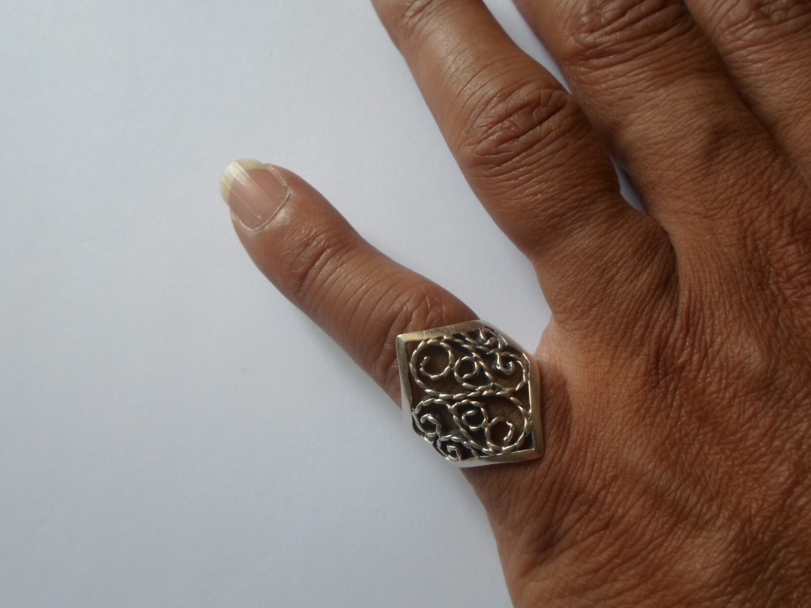 solid silver ring, openwork filigree, size 51 - image 4