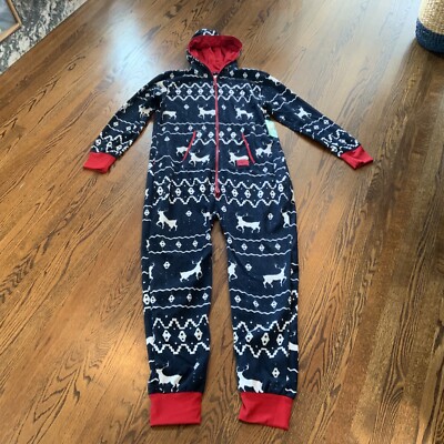 NEW TIPSY ELVES Sz XL Unisex Blue Fair Isle Reindeer Pajama