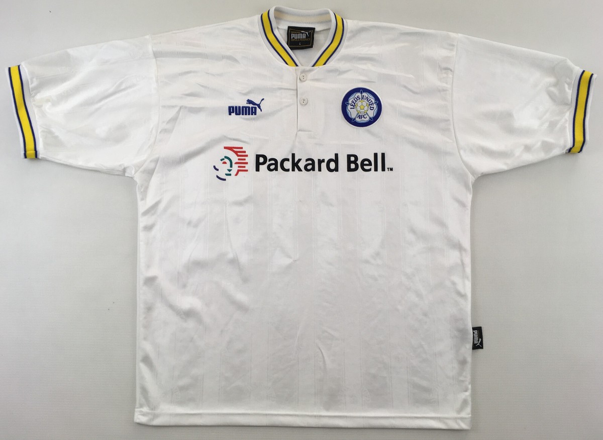 Leeds United 1996 1998 home Puma shirt jersey Packard Bell