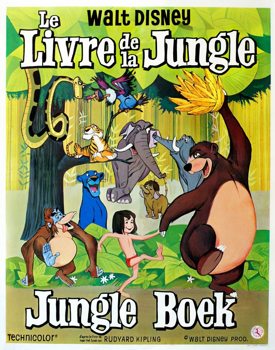 LE LIVRE DE LA JUNGLE, WALT DISNEY-REPRO AFFICHE SUR TOILE EN 340g (40X60)