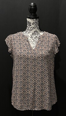 LOFT Outlet - Pink Black Short Sleeve Blouse - Size Small