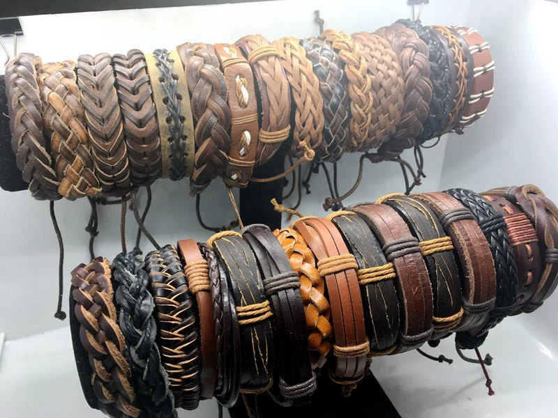 Wholesale lot 30pcs Mix Style Genuine Handmade Leather Cuff Bracelet Wristband