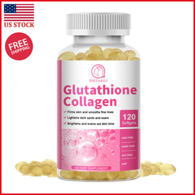 120 Capsules Glutathione Skin Whitening Natural Anti-Aging Supplement Collagen