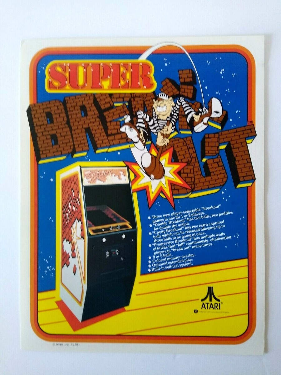 Super Breakout Arcade Flyer Original Video Game Art Retro Gaming