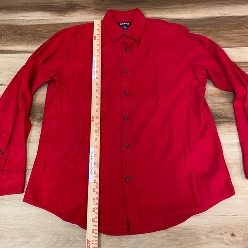 Lands End Flannel Shirt Mens Medium Red Chamois Button Down Long Sleeve Cotton - Picture 5 of 9