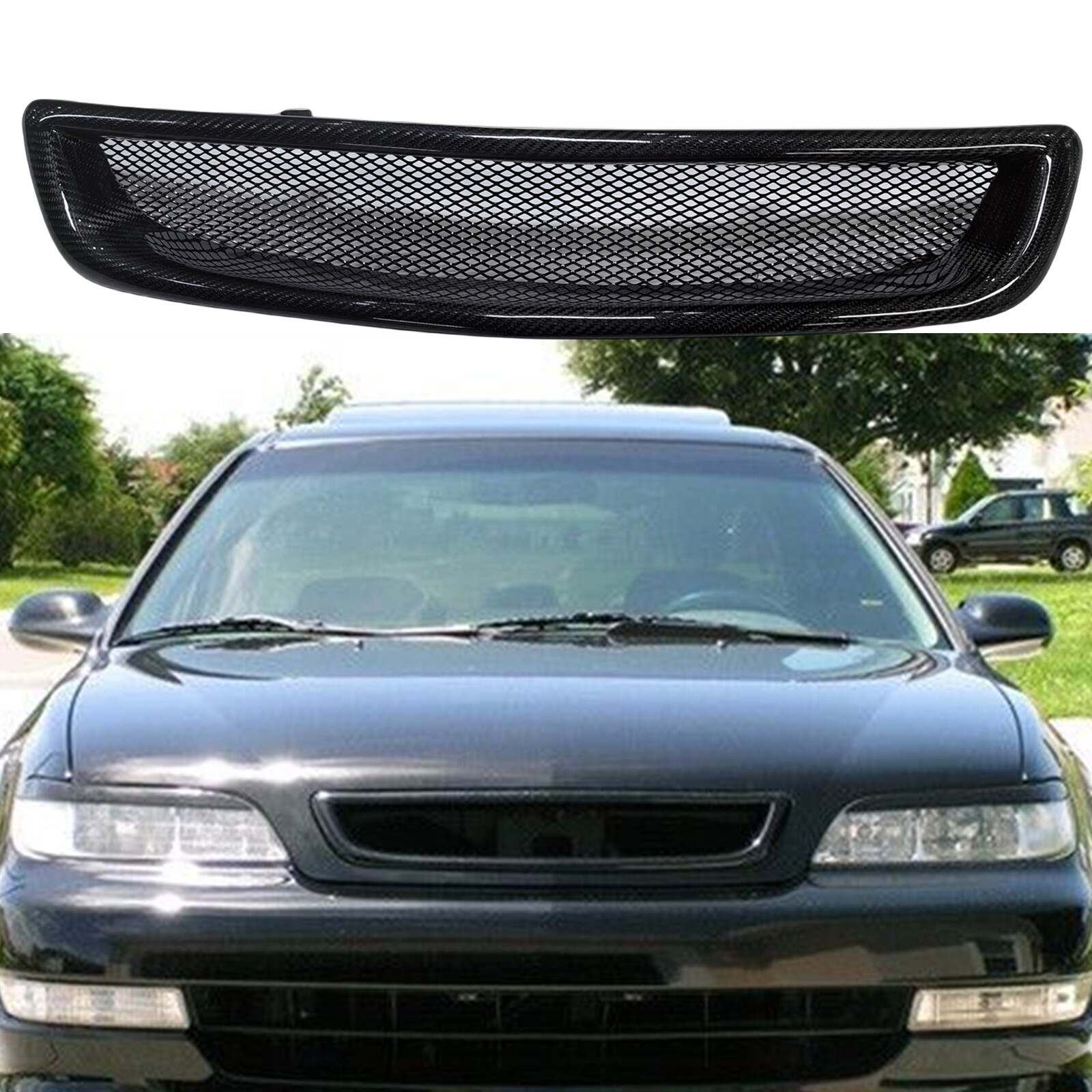 1x Carbon Fiber Front Bumper Grille Mesh Honeycomb For Acura 1997-1999 1998