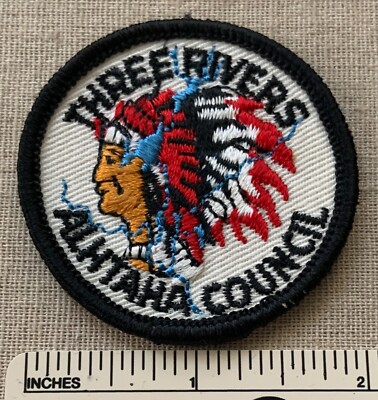 Vintage THREE RIVERS ALHTAHA COUNCIL Boy Scout PATCH BSA CP Indian ...